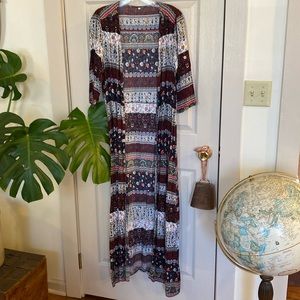 Boho long kimono or maxi dress for festivals